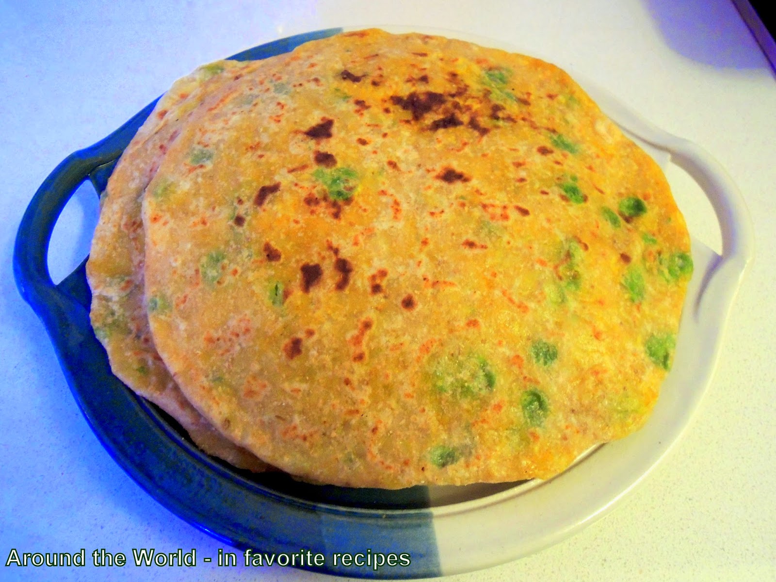 Around the World in favorite recipes Indian Flat Bread stuffed with
