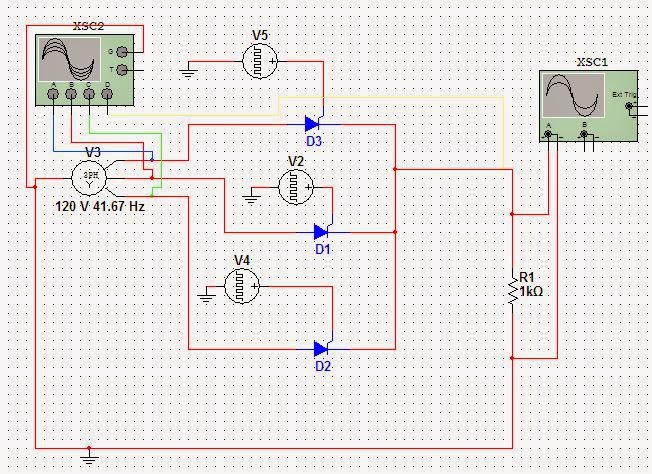 3 phase converter circuit using SCR with resistive load