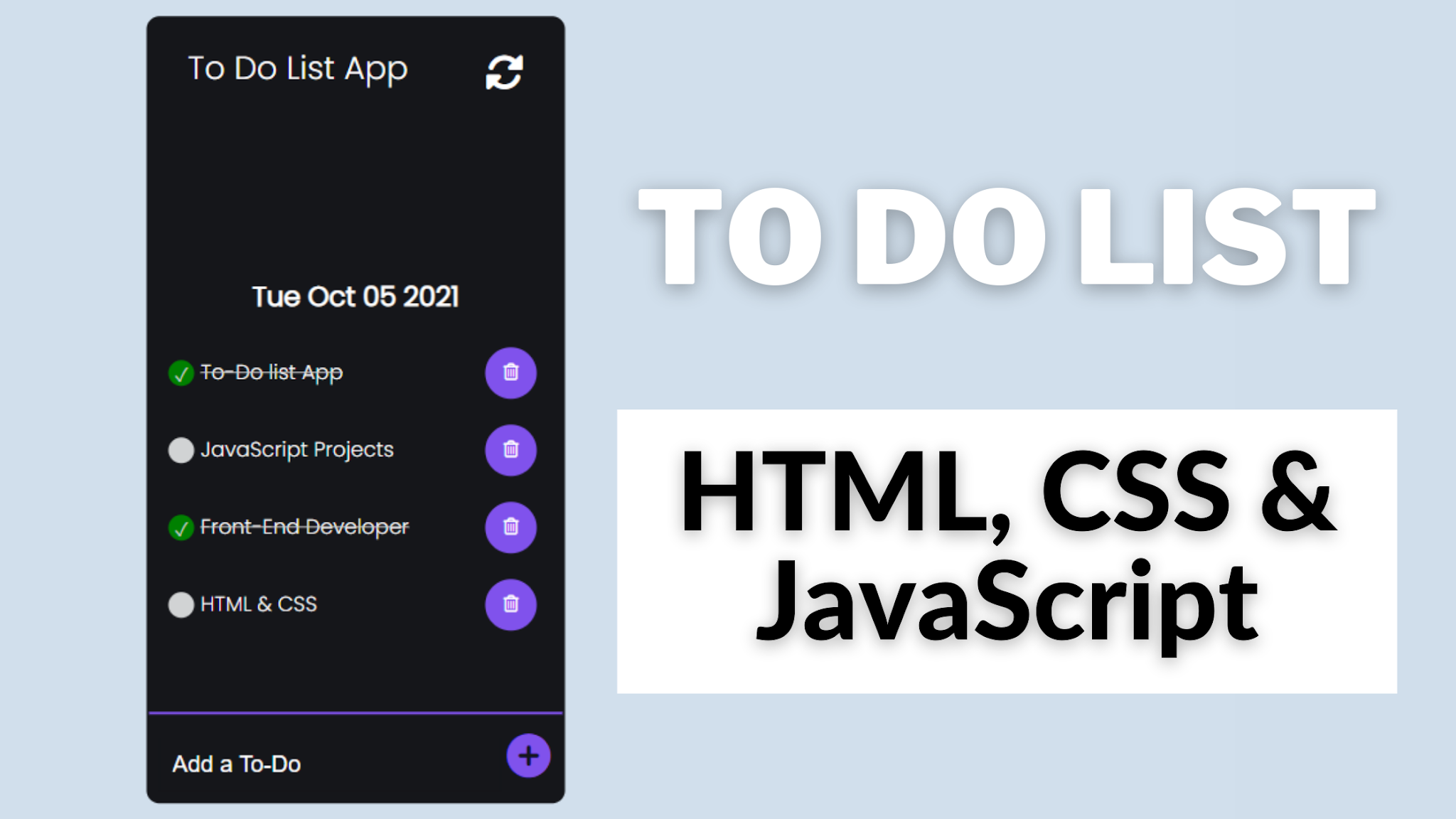 Build a To Do List Using HTML, CSS, & JavaScript | End Dev