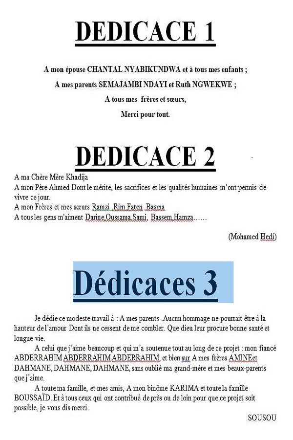 3 exemples de dédicace mémoire à télécharger en format word doc