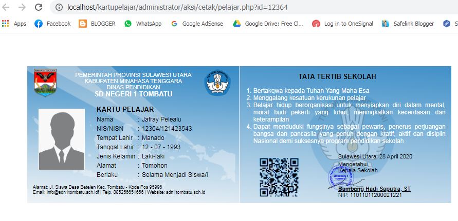 Aplikasi Cetak Kartu Pelajar Berbasis Web Php Dan Mysql