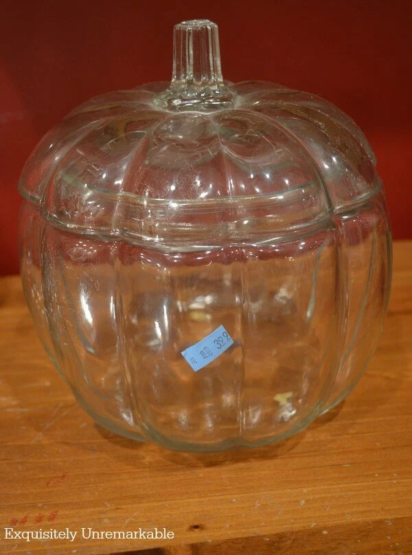Thrift Store Glass Cookie Jar Pumpkin