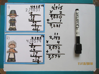  Long Division with Remainders Thanksgiving Task Cards