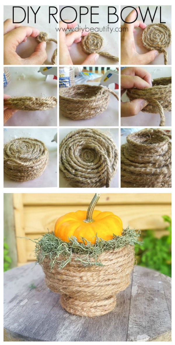 How to make a Pedestal Rope Bowl (using just 2 items) DIY beautify