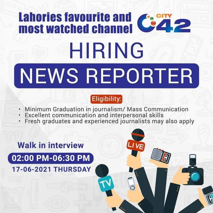 Become News Reporter at City 42 News Channel