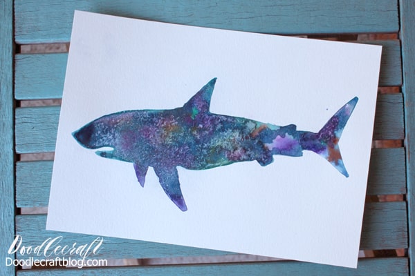 How to make a Galaxy Painted Shark Silhouette with Watercolors DIY