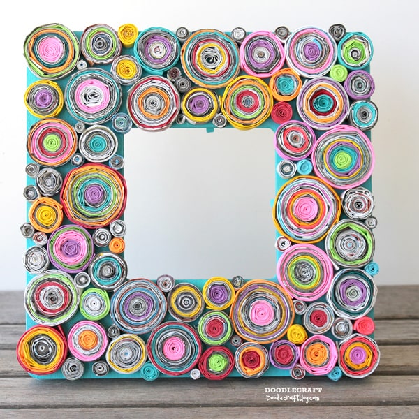 Upcycled Rolled Paper Frame DIY Craft using colored paper and magazines, tedious DIY