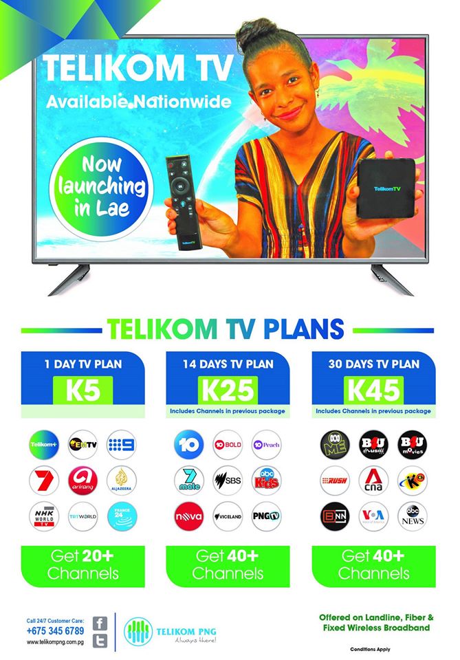 Telikom PNG TV Plans and channels Tech Pacific