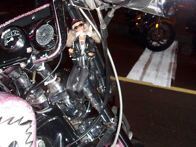  The Girlie Bike even had its own mascot. She was dressed appropriately with boots, leathers and shades.