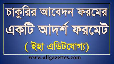 চাকুরির আবেদন ফরমের একটি আদর্শ ফরমেট: http://www.allgazettes.com/