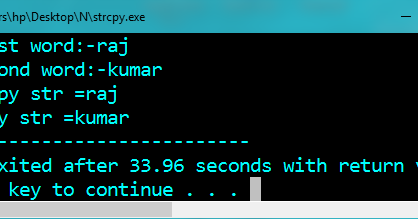 Program in C++ to copy one word into another word