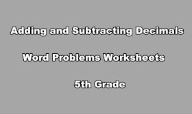Exercours Adding And Subtracting Decimals Word Problems Worksheets 5th Grade
