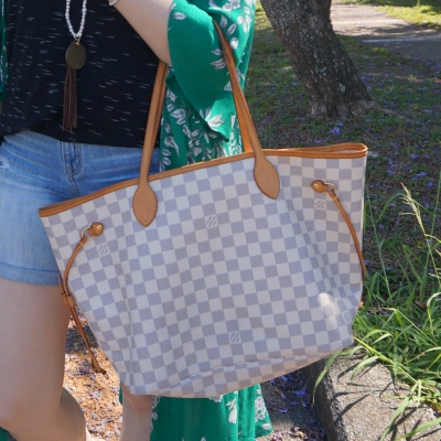 Away From Blue, Aussie Mum Style, Away From The Blue Jeans Rut: Sundresses  and Denim Jackets With Damier Azur Neverfull