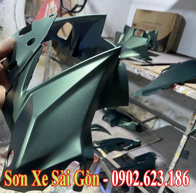 Mẫu sơn dàn áo xe màu xanh rêu cực đẹp