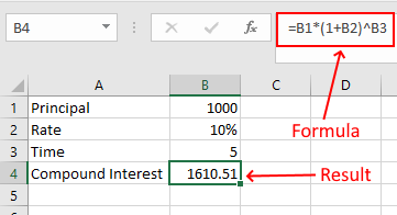Calculate Compound Interest Anually in Excel