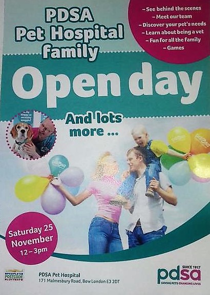Flyer for the PDSA Open Day to celebrate 100 years of caring for animals
