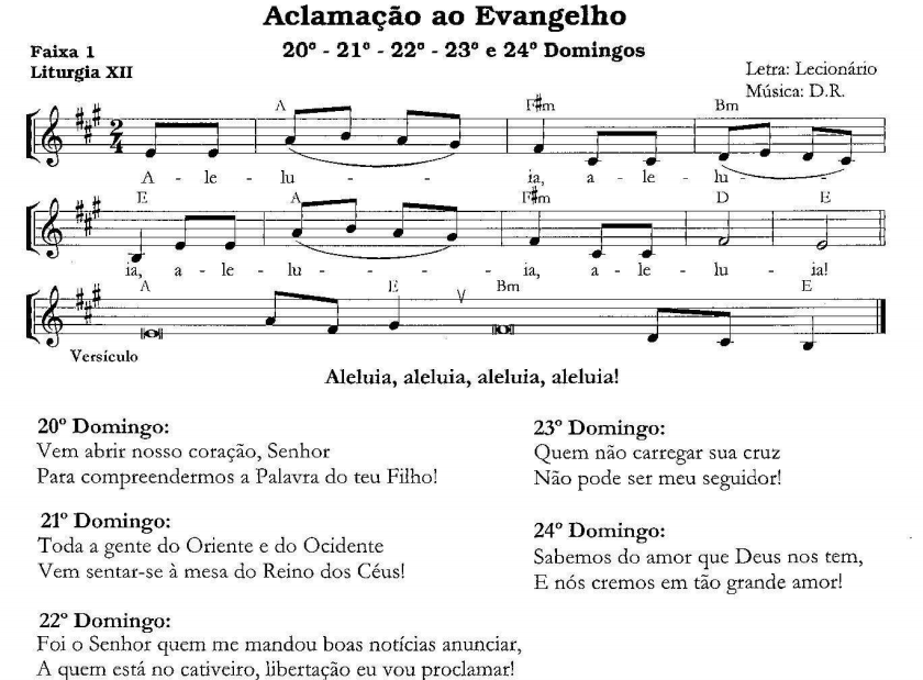 Cantos para Missa Missa do dia 08/09/2019 23º Domingo do Tempo Comum
