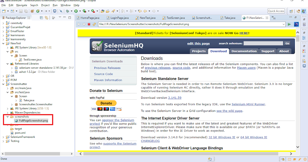 QALearnAutomationTesting Take Screenshot of Entire Page using