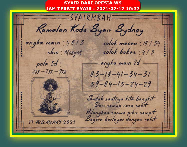 1 New Message Kode Syair Sydney 17 Februari 2021 Forum Syair Togel Hongkong Singapura Sydney