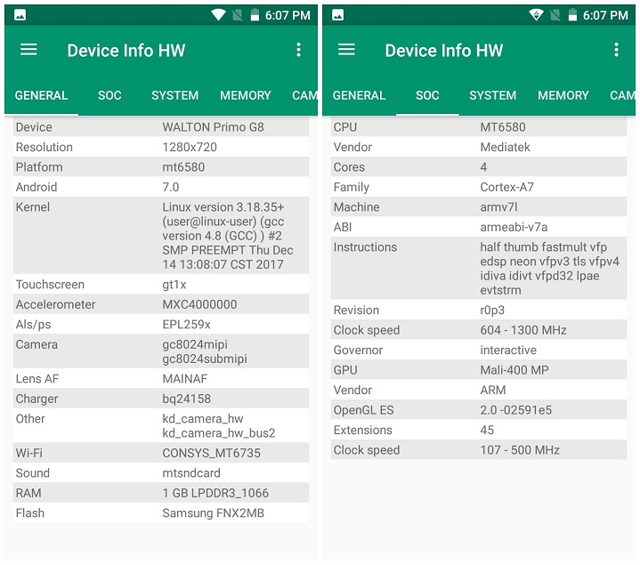 Primo G8 CPU and GPU
