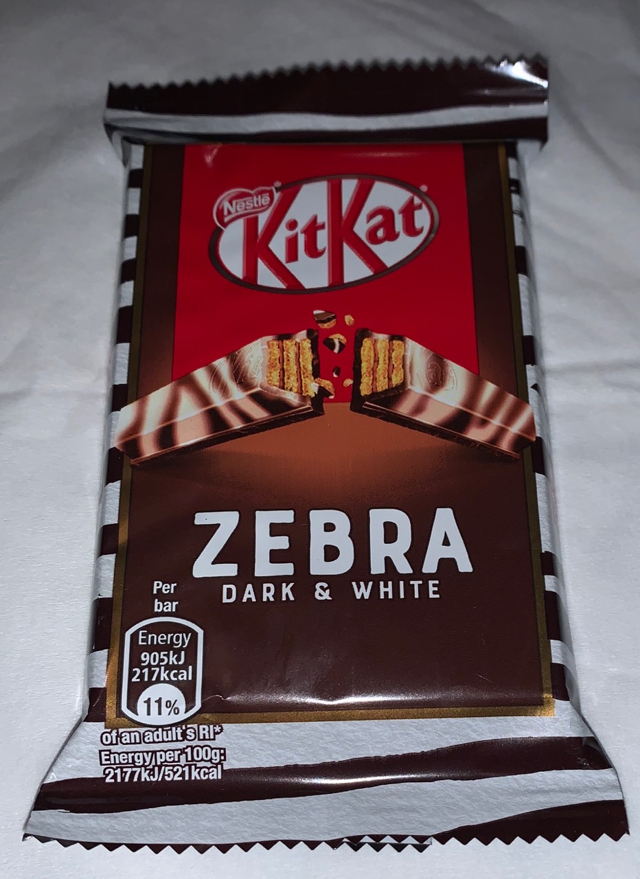 FOODSTUFF FINDS Kit Kat Zebra Black and White (Tesco) By Cinabar