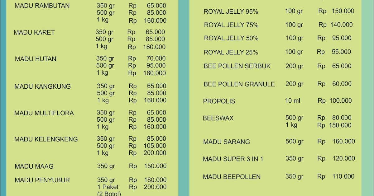 DAFTAR HARGA PRODUK LEBAH INDONESIA - GUDANG LEBAH