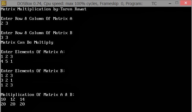 C++ Programming: Matrix multiplication in c++