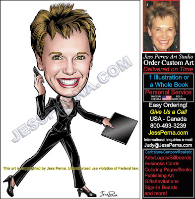 Real Estate Agent Walking with Phone Caricature