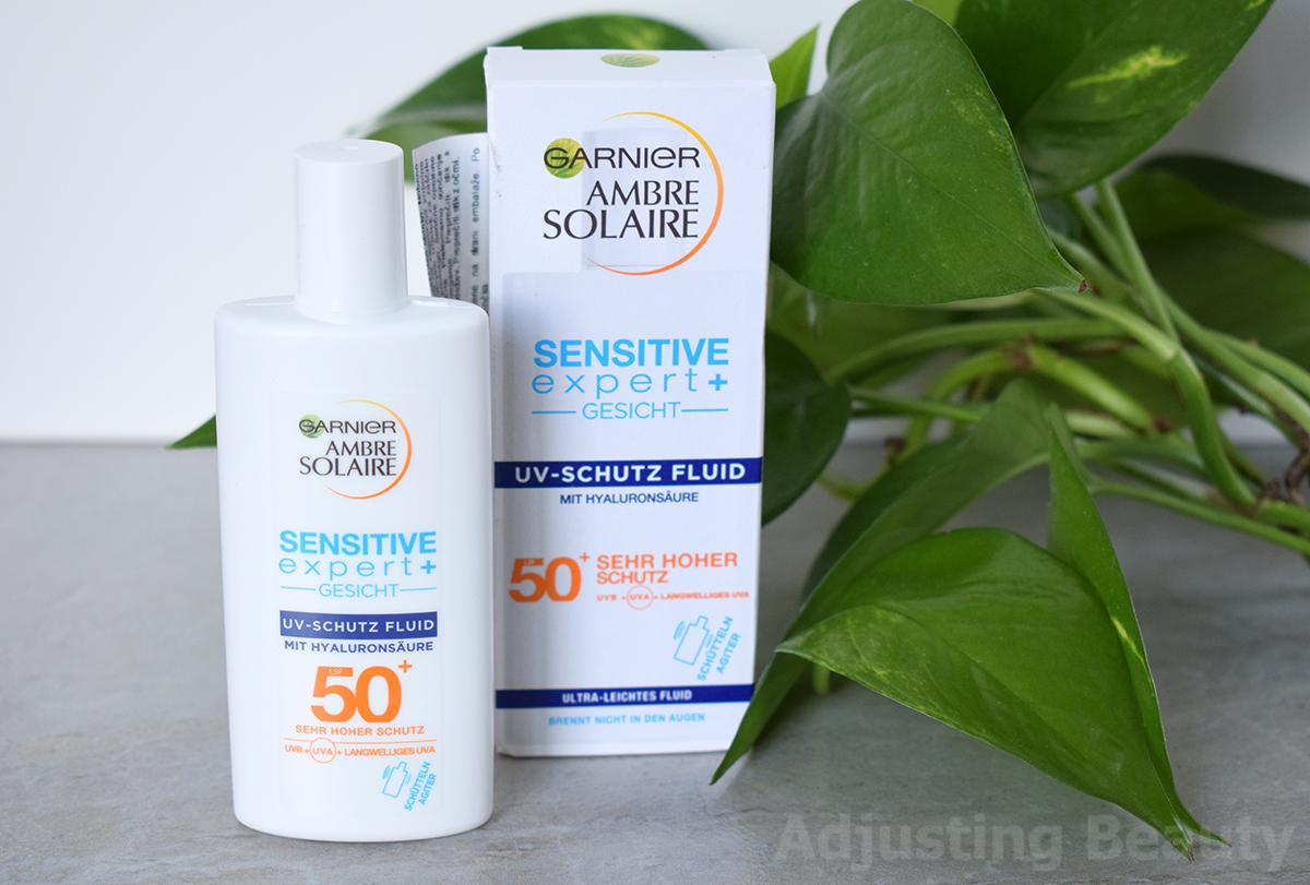 UV SPF 50+ Review: Sensitive Beauty Expert+ Ambre Adjusting - Fluid Face Garnier Super Solaire