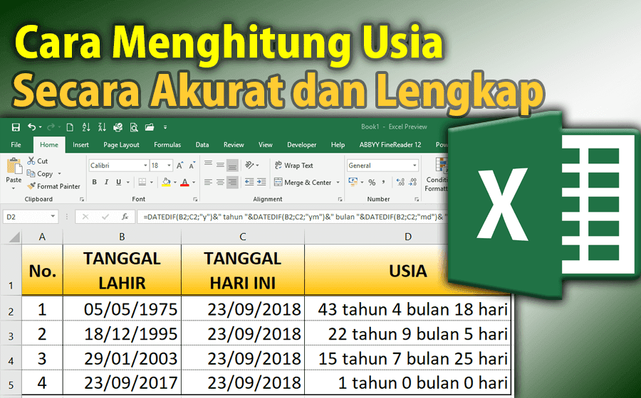 Cara Menghitung Usia Seseorang Dengan Akurat Menggunakan Excel - Pakar Tutorial