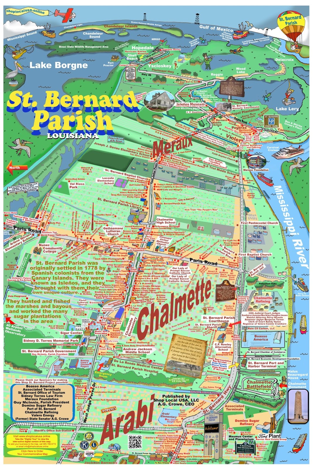 The Barthet Gallery: St. Bernard Parish Bird's Eye View Map