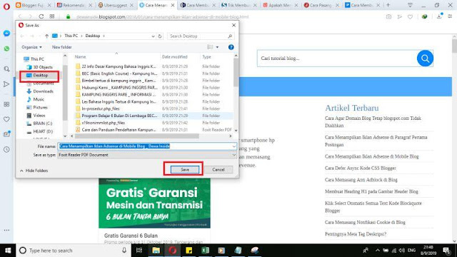 Cara menyimpan halaman web ke Pdf