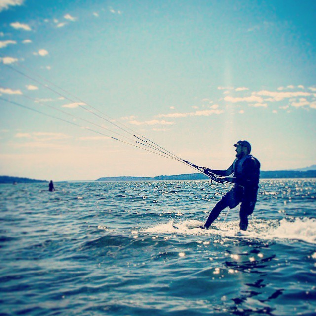 Kiteboarding At Jetty Island In Everett, Wa