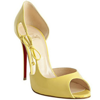 replica christian louboutin mens: Christian Louboutin Delico 100 Patent Pumps yellow