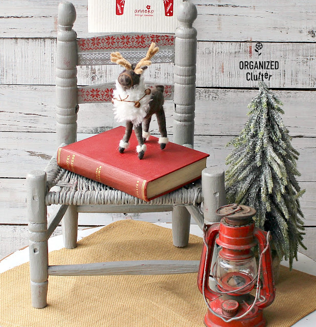 Rustic Barn Red Child's Chair Gets A Christmas Nordic Makeover #Nordicpattern #stencil #NordicChristmas #Christmasdecor
