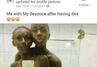 Jaw dropping after-sex photos South African teenage boy posted on Facebook captures him with his girlfriend in a hotel washroom... 
