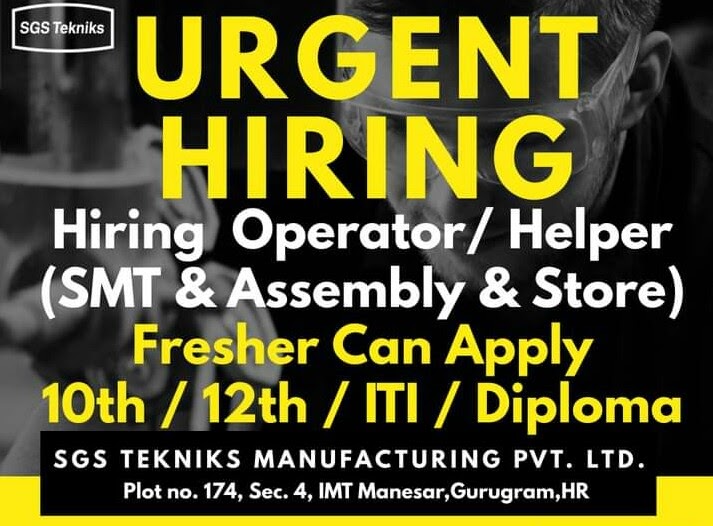 SGS Tekniks Manufacturing Pvt Ltd Recruitment 10th,12th, ITI, Diploma