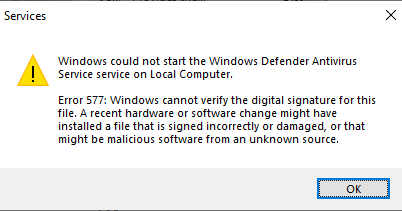 Error 577: Windows cannot verify the digital signature for this file