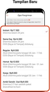 Jasa kirim shopee berubah tampilan baru