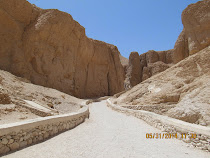 Walking path and cliffs of Valley of The Kings, West Bank, Luxor, Egypt