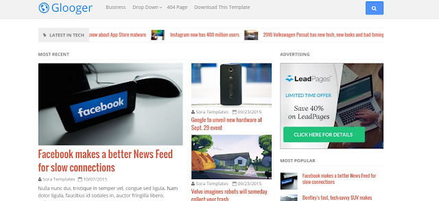 Glooger Responsive Blogger Template Glooger Responsive Blogger Template