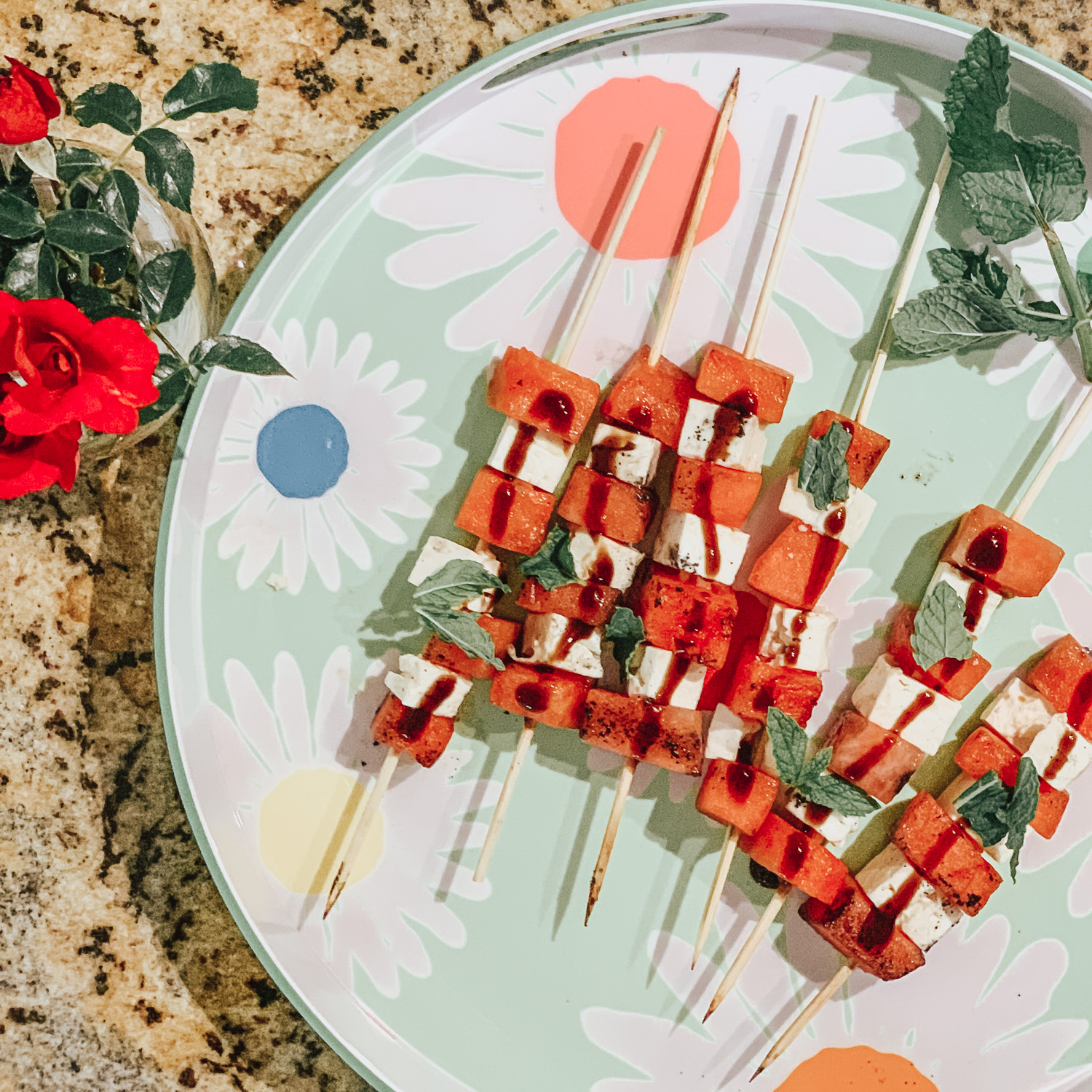 appetizer with watermelon and feta