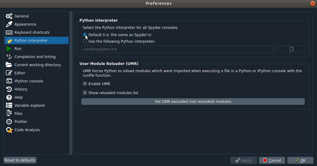 Linux World installation doesn't have the spyder‑kernel module or the