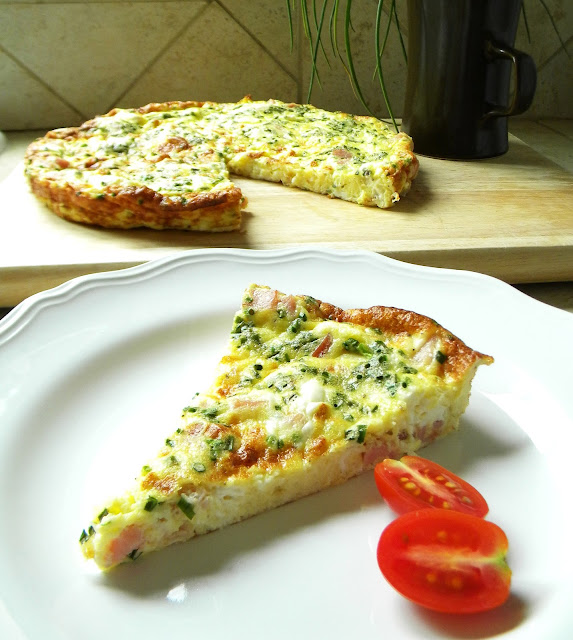 a lovin' forkful: Frittata with Ham, Cream Cheese and Chives