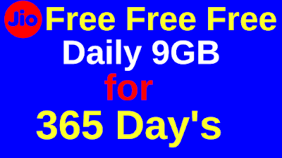 Jio Daily Free 9GB Data for 1 YEAR