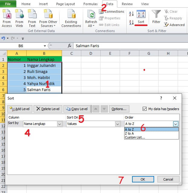 Cara Mengurutkan Data Sesuai Abjad Di Excel