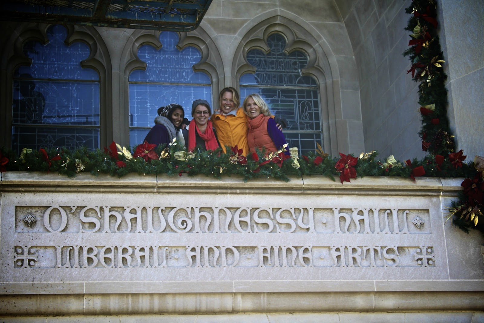 merry me events Notre Dame O'Shaughnessy Hall Outdoor Christmas Decor