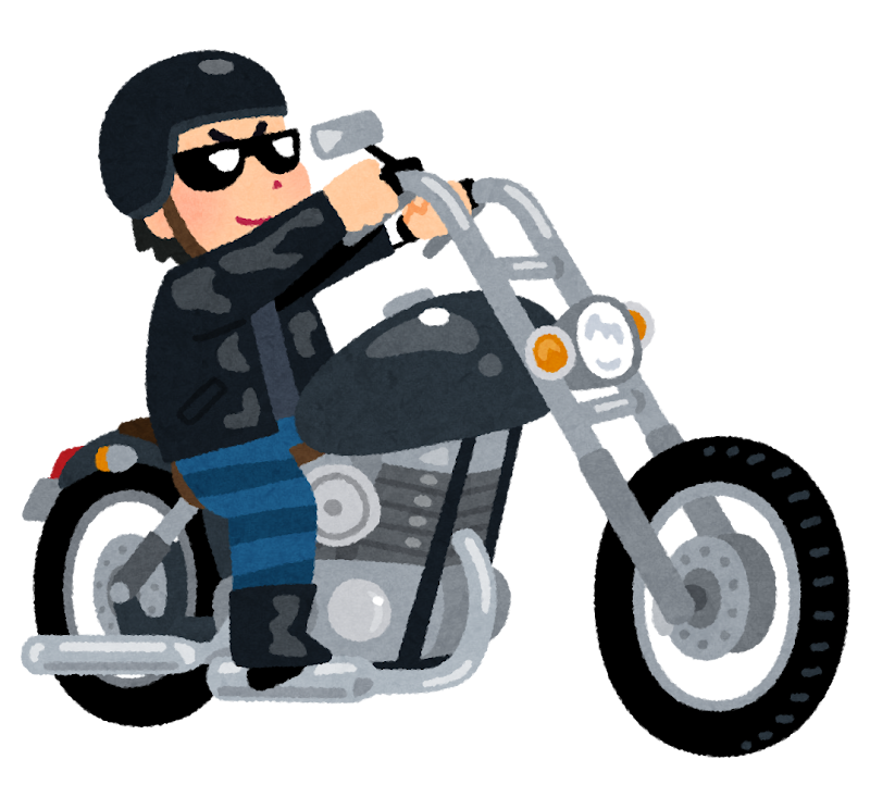 無料イラスト かわいいフリー素材集 アメリカンバイクに乗る人のイラスト