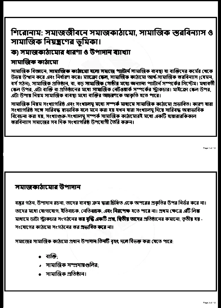 সমাজজীবনে সমাজকাঠামাে , সামাজিক স্তরবিন্যাস ও সামাজিক নিয়ন্ত্রণের ভূমিকা https://www.banglanewsexpress.com/