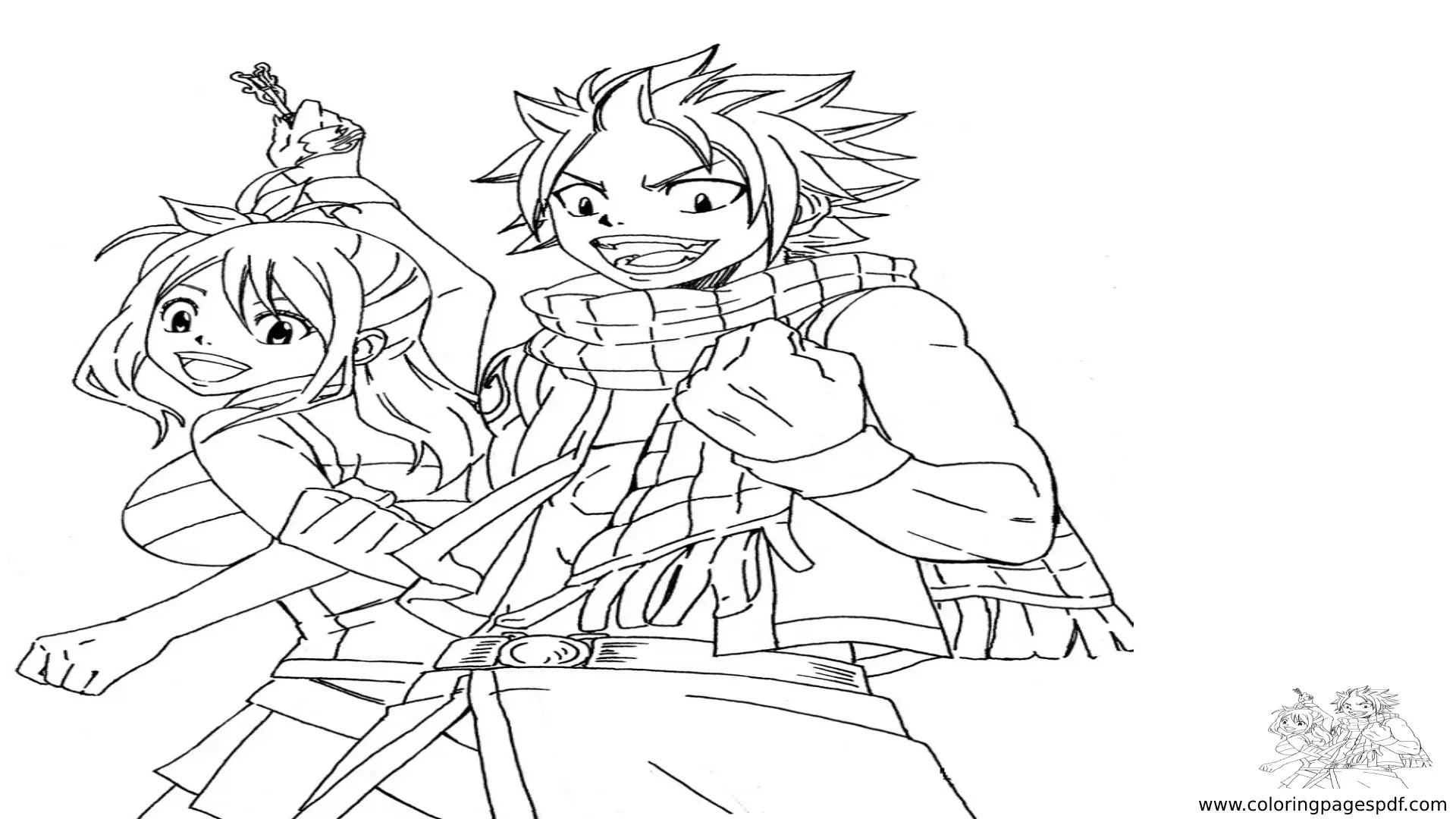 Coloring Page Of Natsu And Lucy (Fairy Tail)